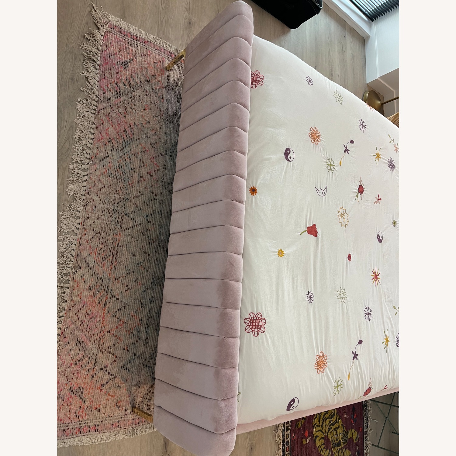 Urban Outfitters Marcella Pink Velvet Queen Bed - image-3