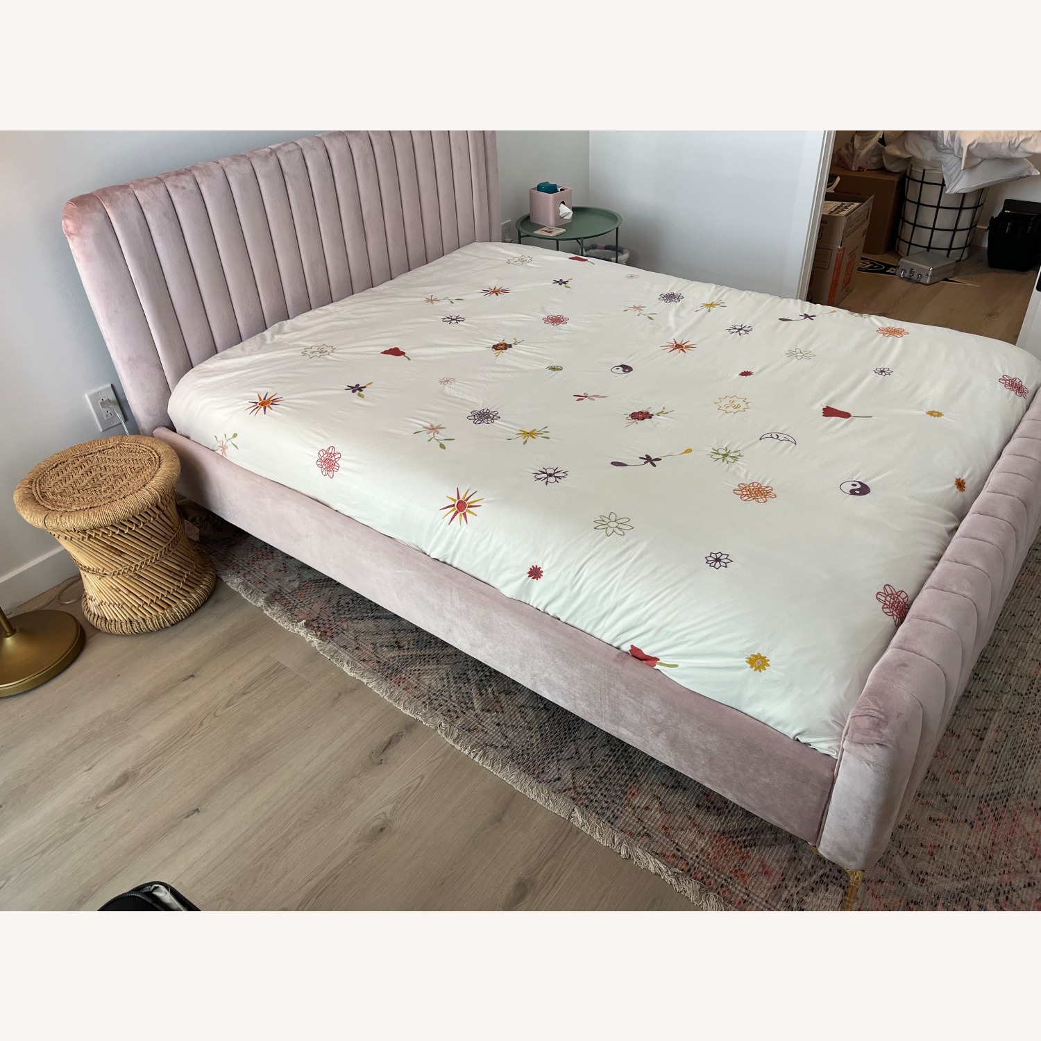 Urban Outfitters Marcella Pink Velvet Queen Bed - image-2