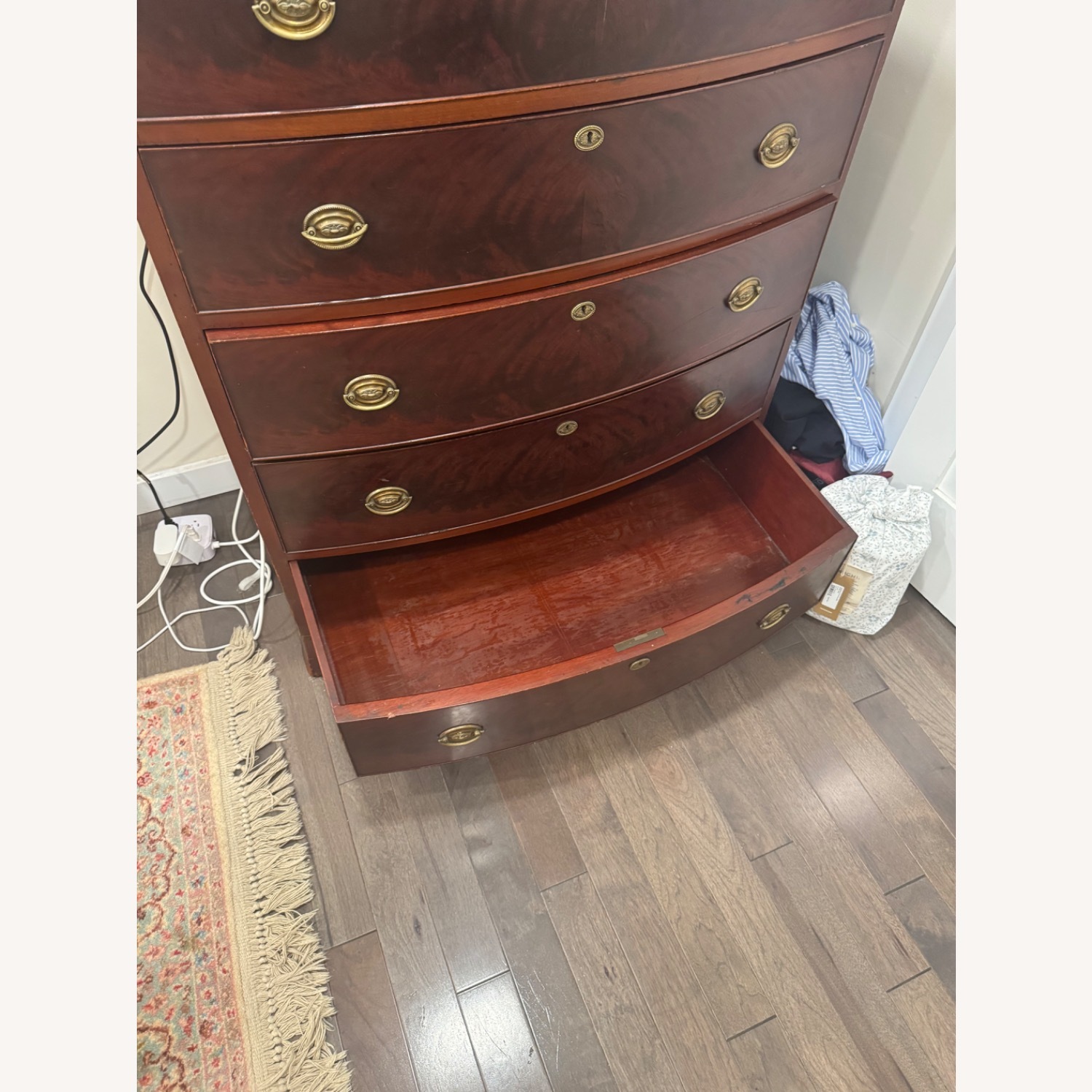 Antique Dark Brown Wood Dresser - image-5