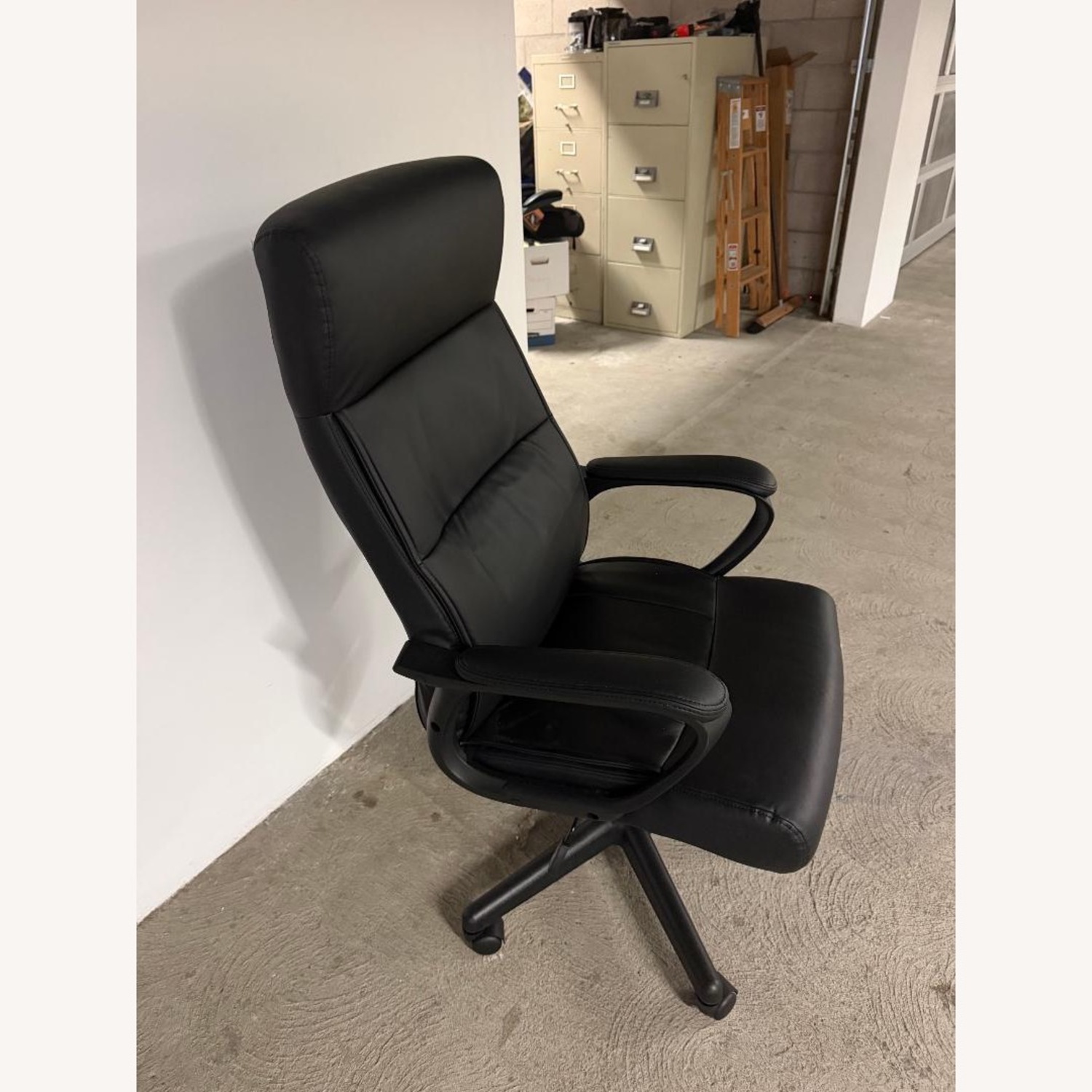Black Leather Desk Chair - image-5