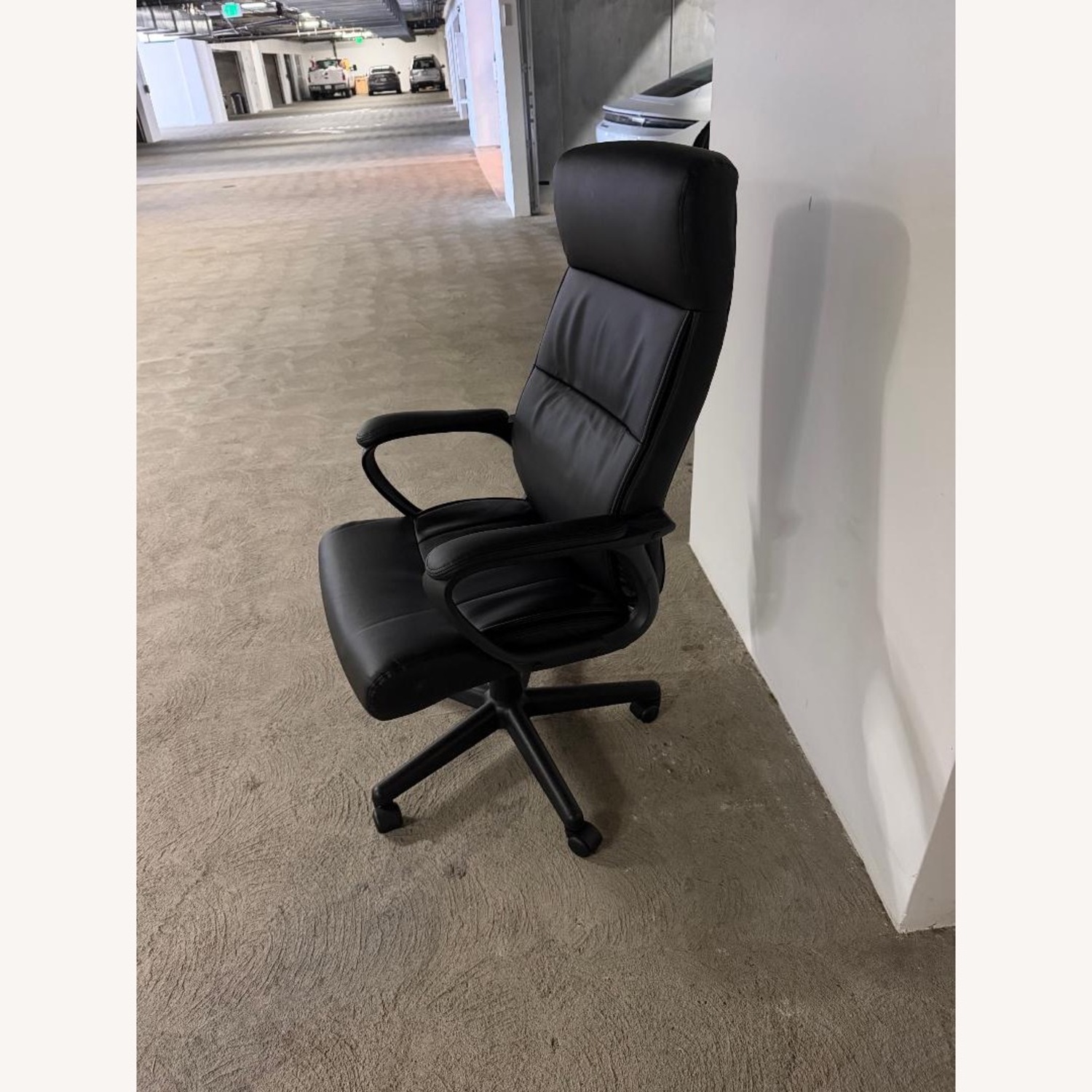 Black Leather Desk Chair - image-2
