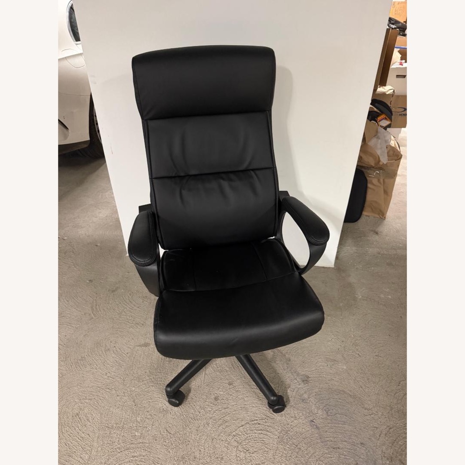 Black Leather Desk Chair - image-3