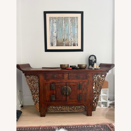 Used Vintage/Antique Finds Red Wood Side Table for sale on AptDeco
