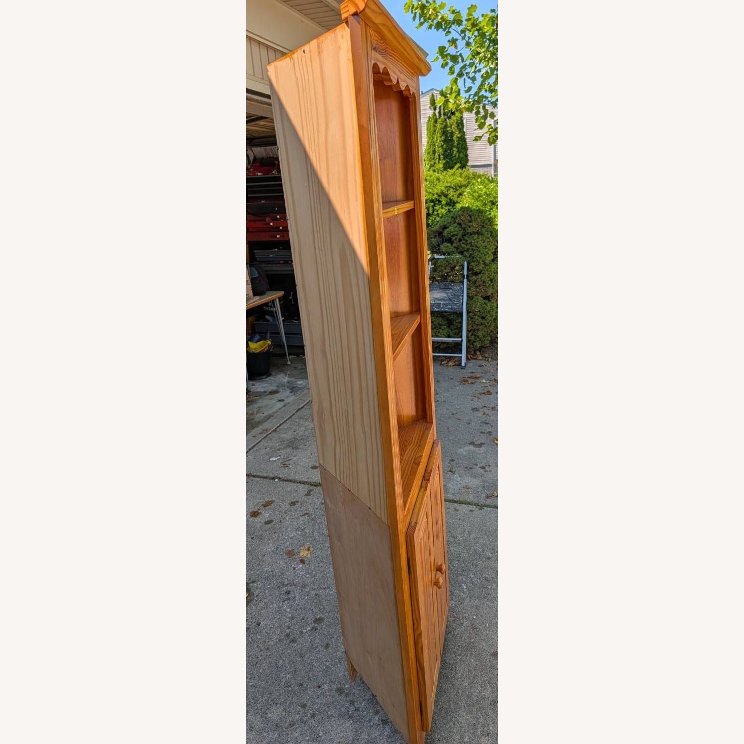 Brazilian Solid Pine Wood Corner Curio Cabinet - image-1