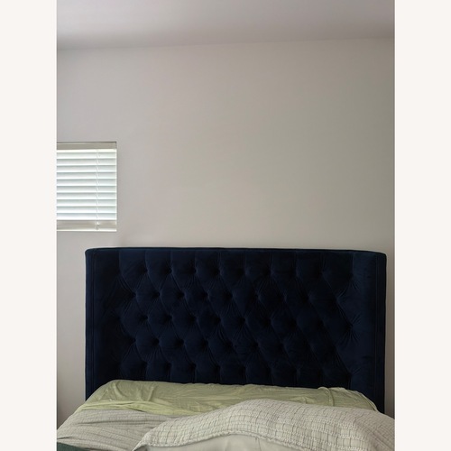 Used Blue Velvet Queen Bed for sale on AptDeco