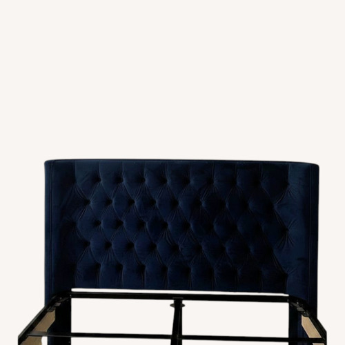 Used Blue Velvet Queen Bed for sale on AptDeco
