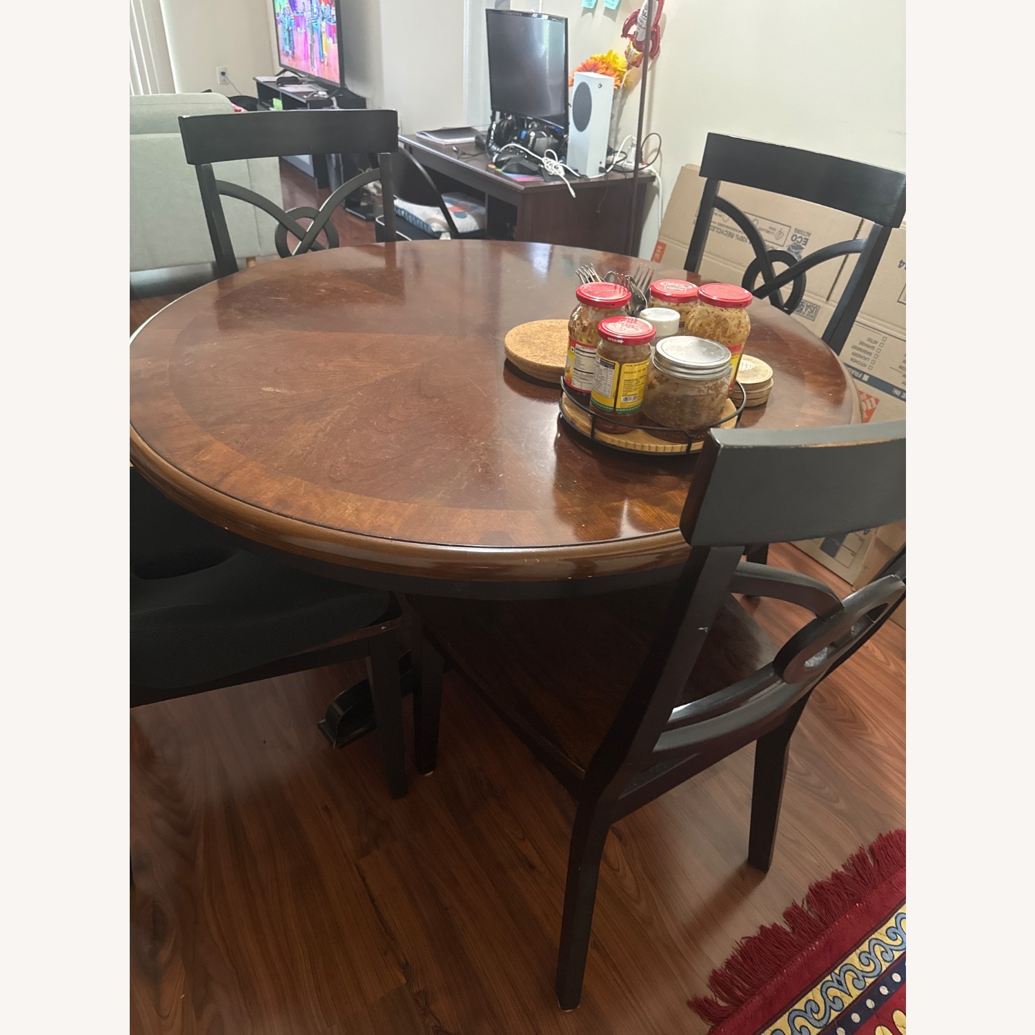 Dark Brown Wood Dining Table - image-3