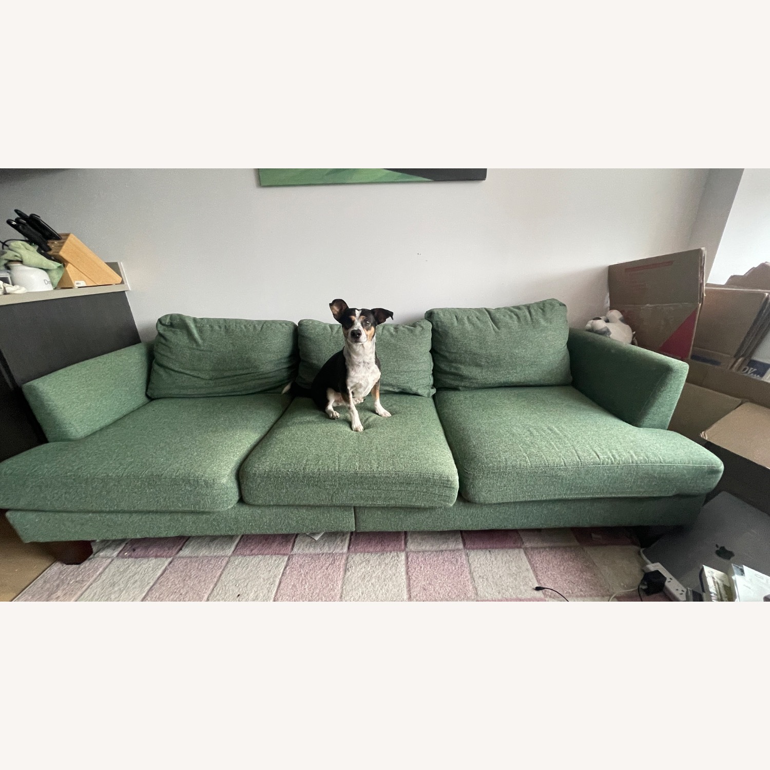 Amazon Busaurus Green Fabric 3+ Seater Sofa - image-2