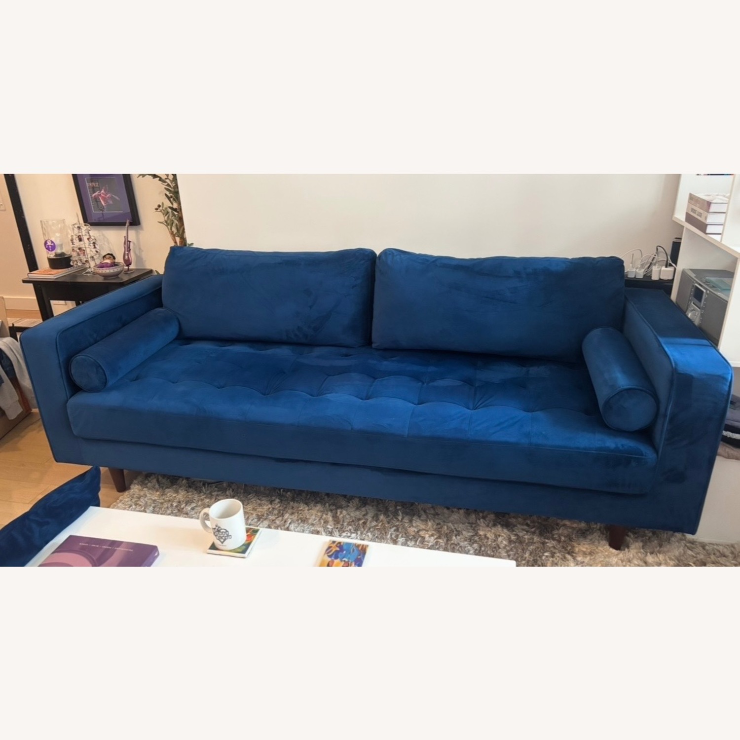 Modani Louis Royal Blue Velvet 3+ Seater Sofa - image-2