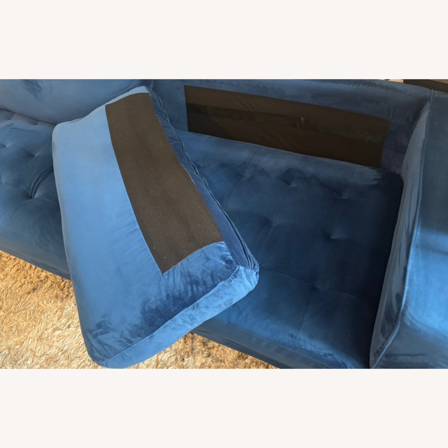Modani Louis Royal Blue Velvet 3+ Seater Sofa - image-5