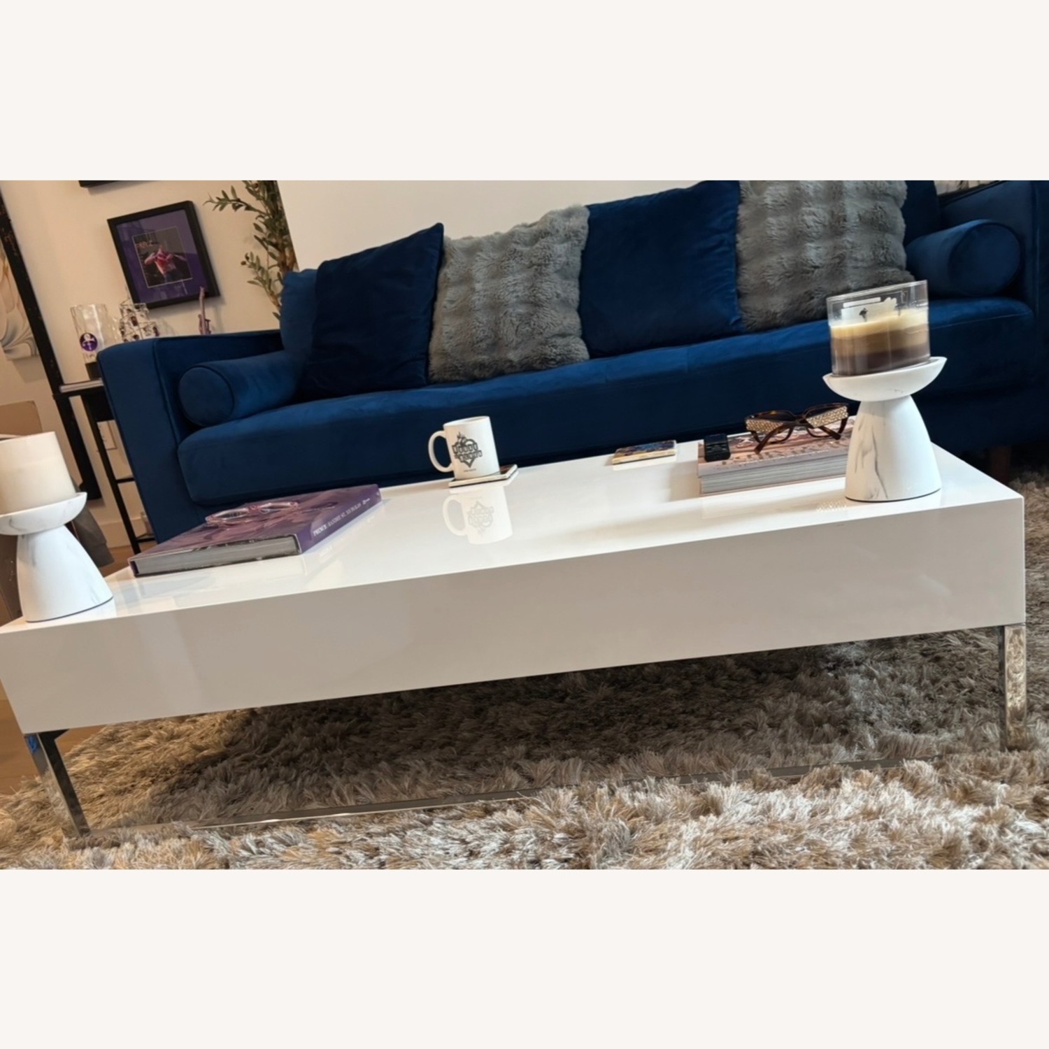 Modani White Lacquer Coffee Table - image-2