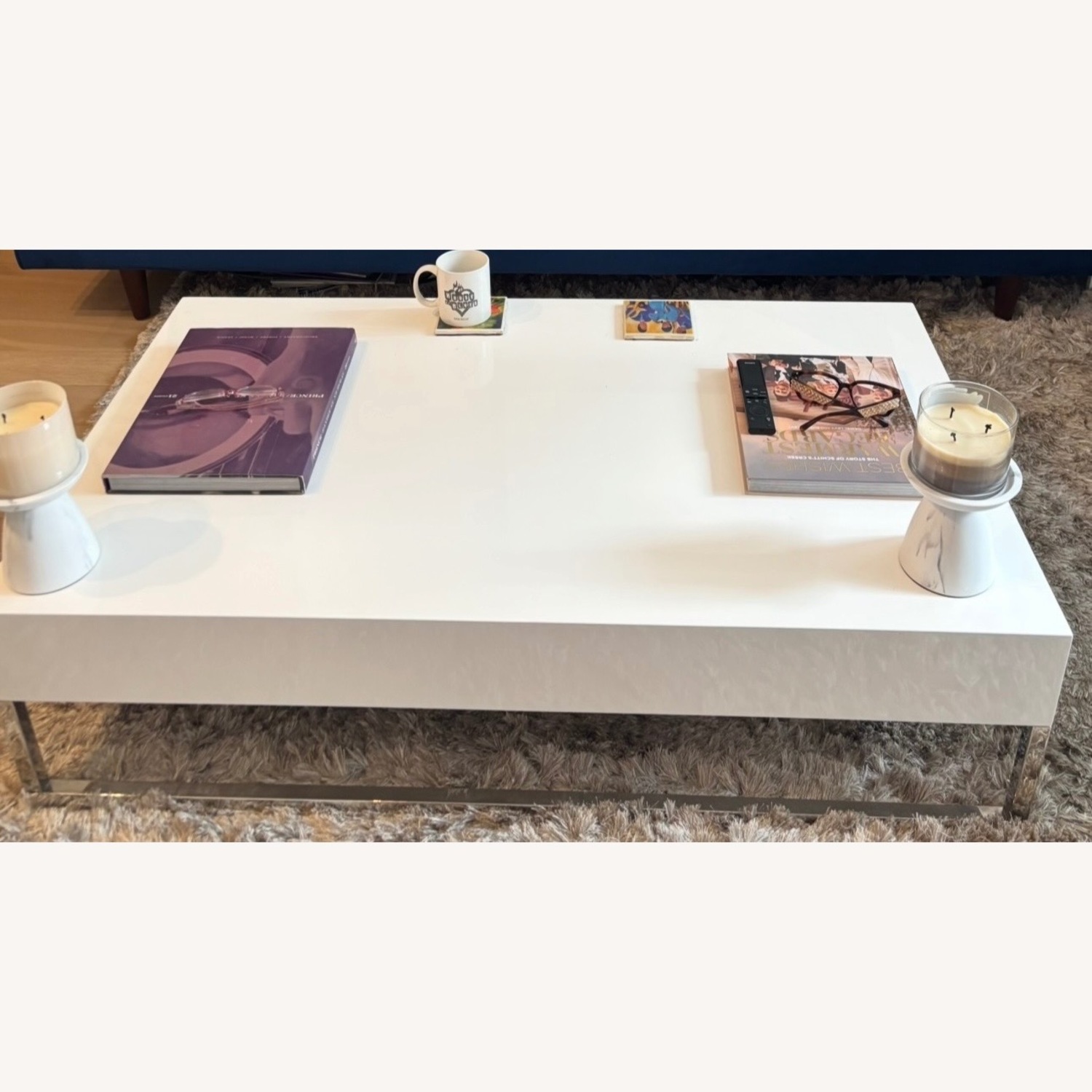 Modani White Lacquer Coffee Table - image-1