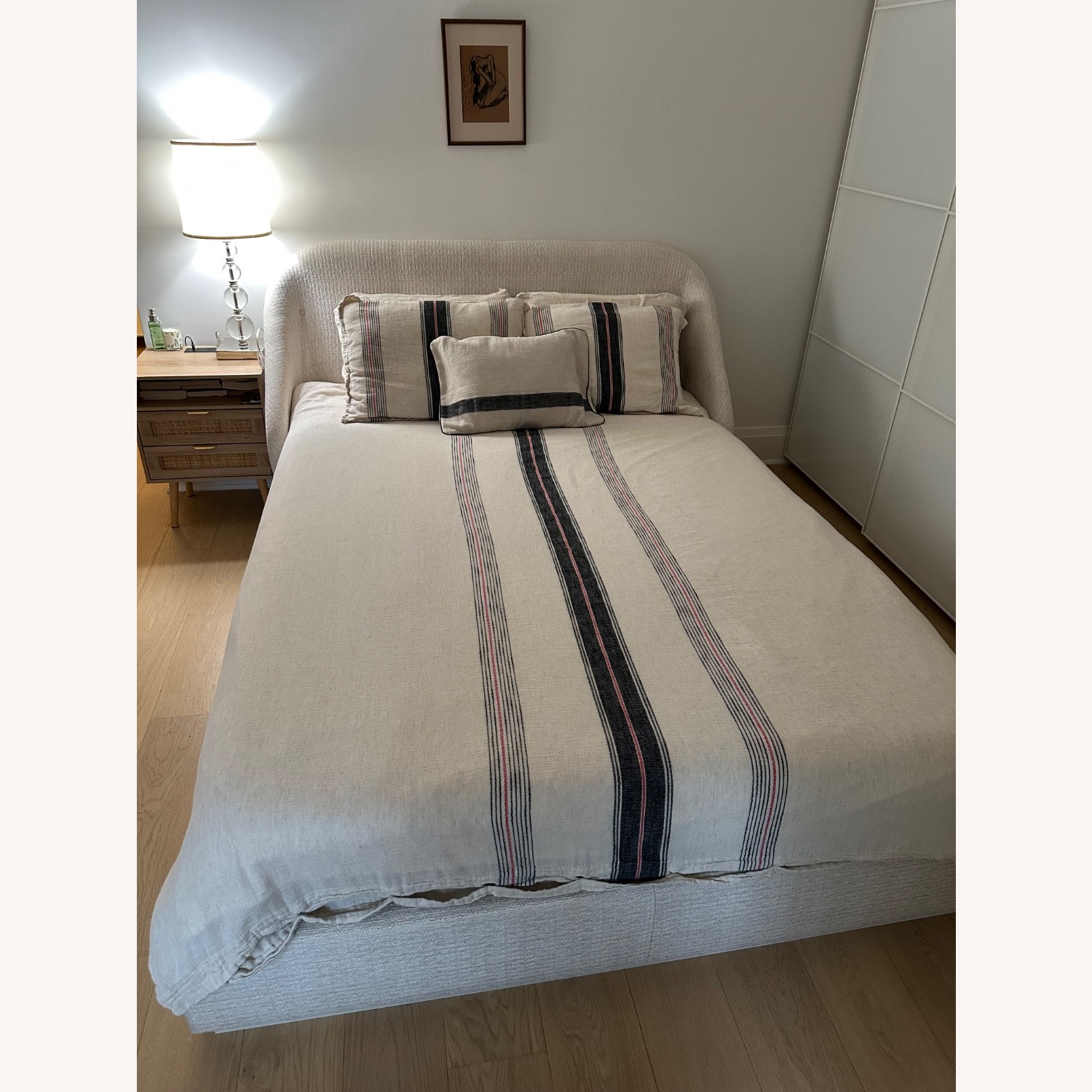 Lazzoni Colo Storage Natural Fabric Queen Bed - image-1