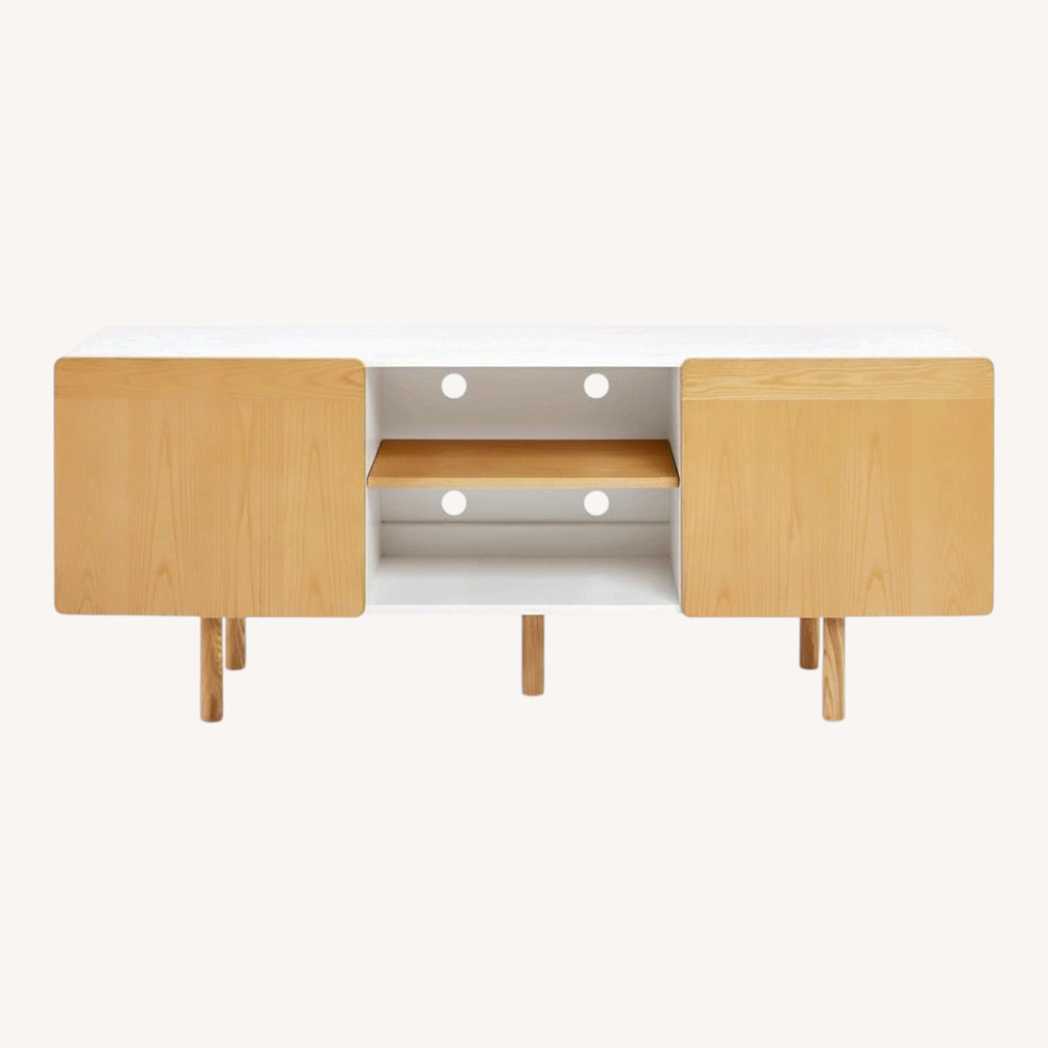 Poppin Cleo Natural Wood Media Storage - image-0