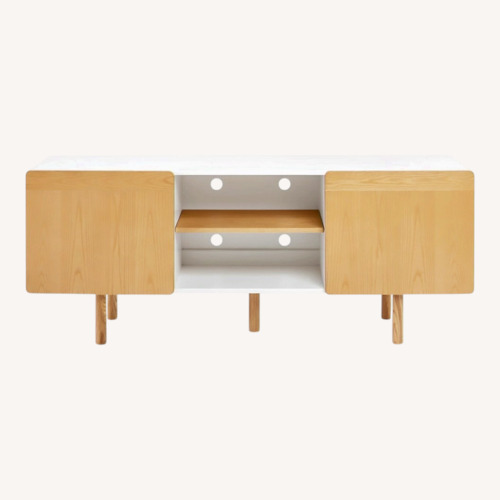 Used Poppin Cleo Natural Wood Media Storage for sale on AptDeco