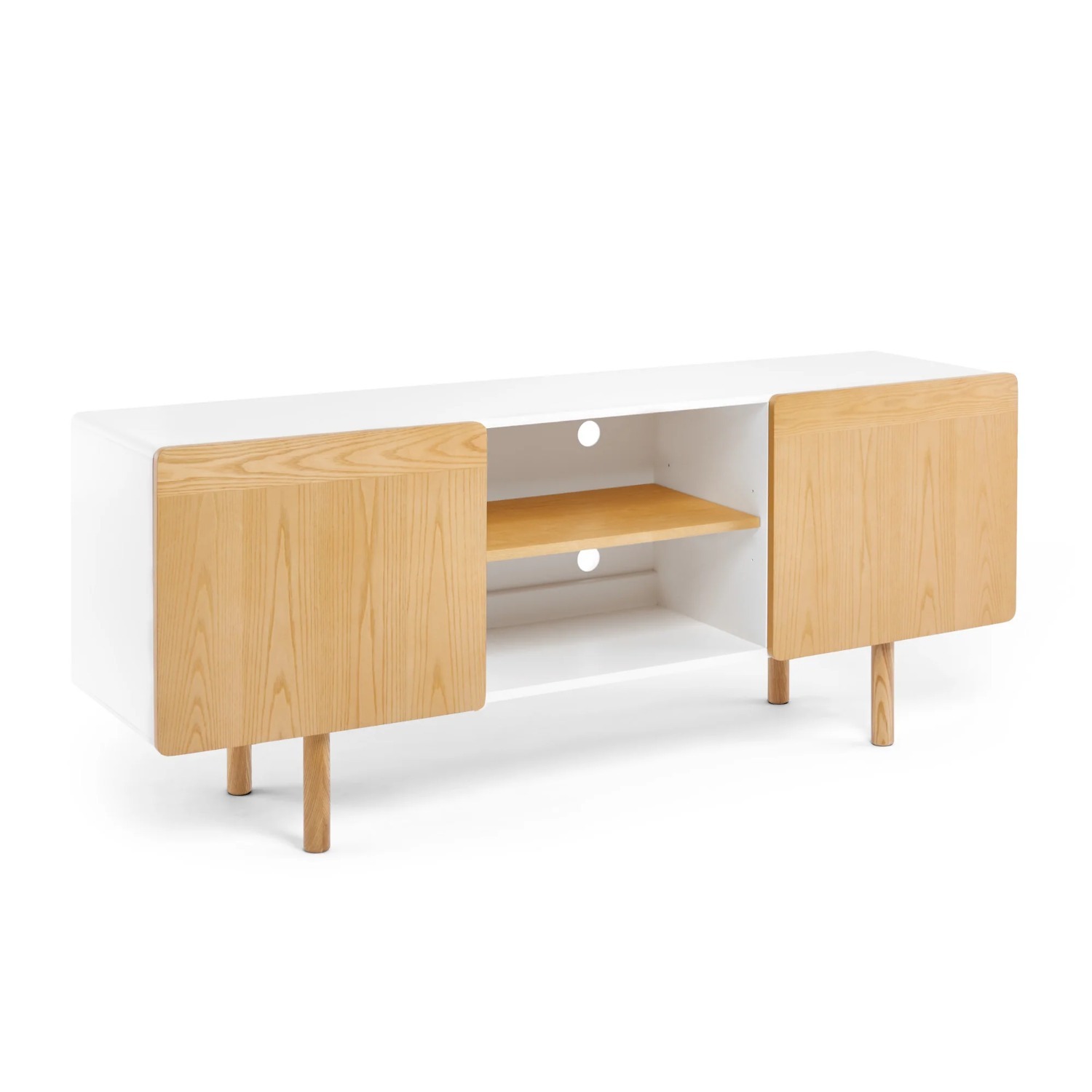 Poppin Cleo Natural Wood Media Storage - image-3