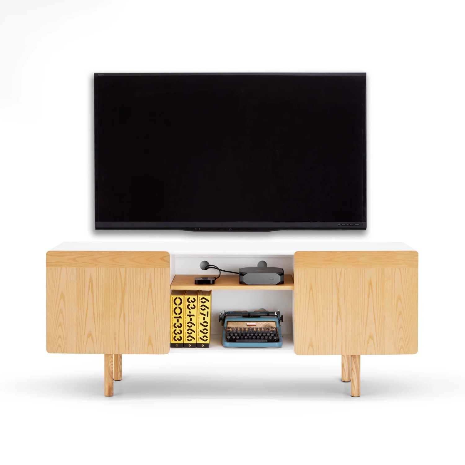 Poppin Cleo Natural Wood Media Storage - image-5