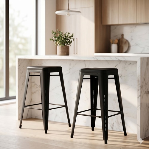 Used Organic Modernism Cafe Black 30" Metal Stools for sale on AptDeco