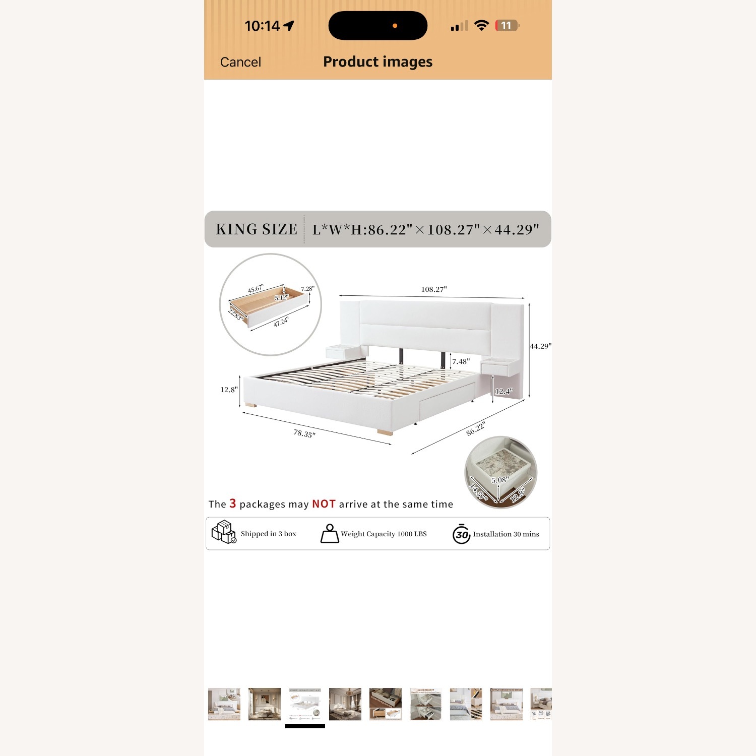 White Linen Queen Bed - image-4