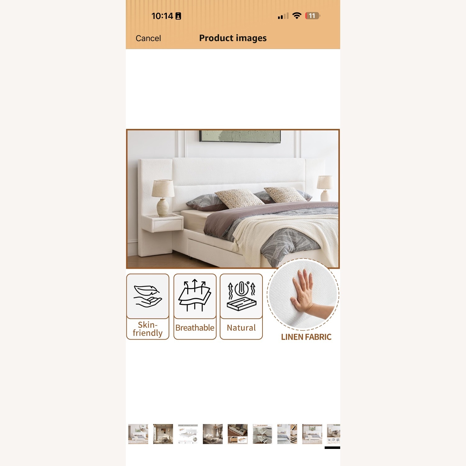 White Linen Queen Bed - image-2