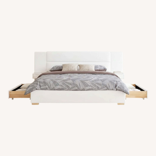 Used White Linen Queen Bed for sale on AptDeco