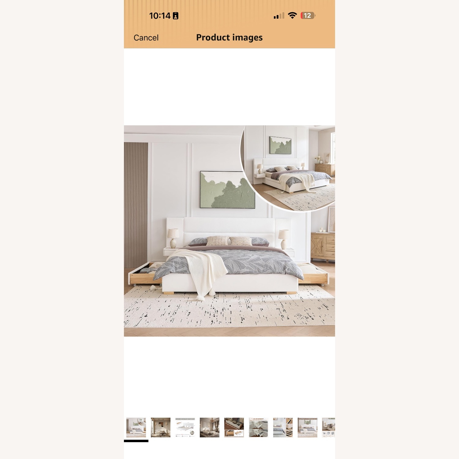 White Linen Queen Bed - image-1