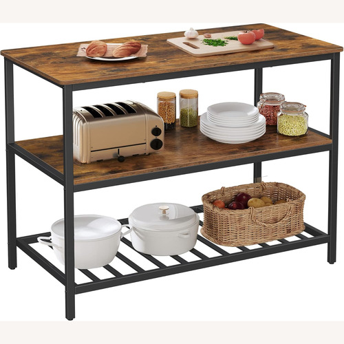 Used VASAGLE Dark Brown Wood Kitchen Island for sale on AptDeco