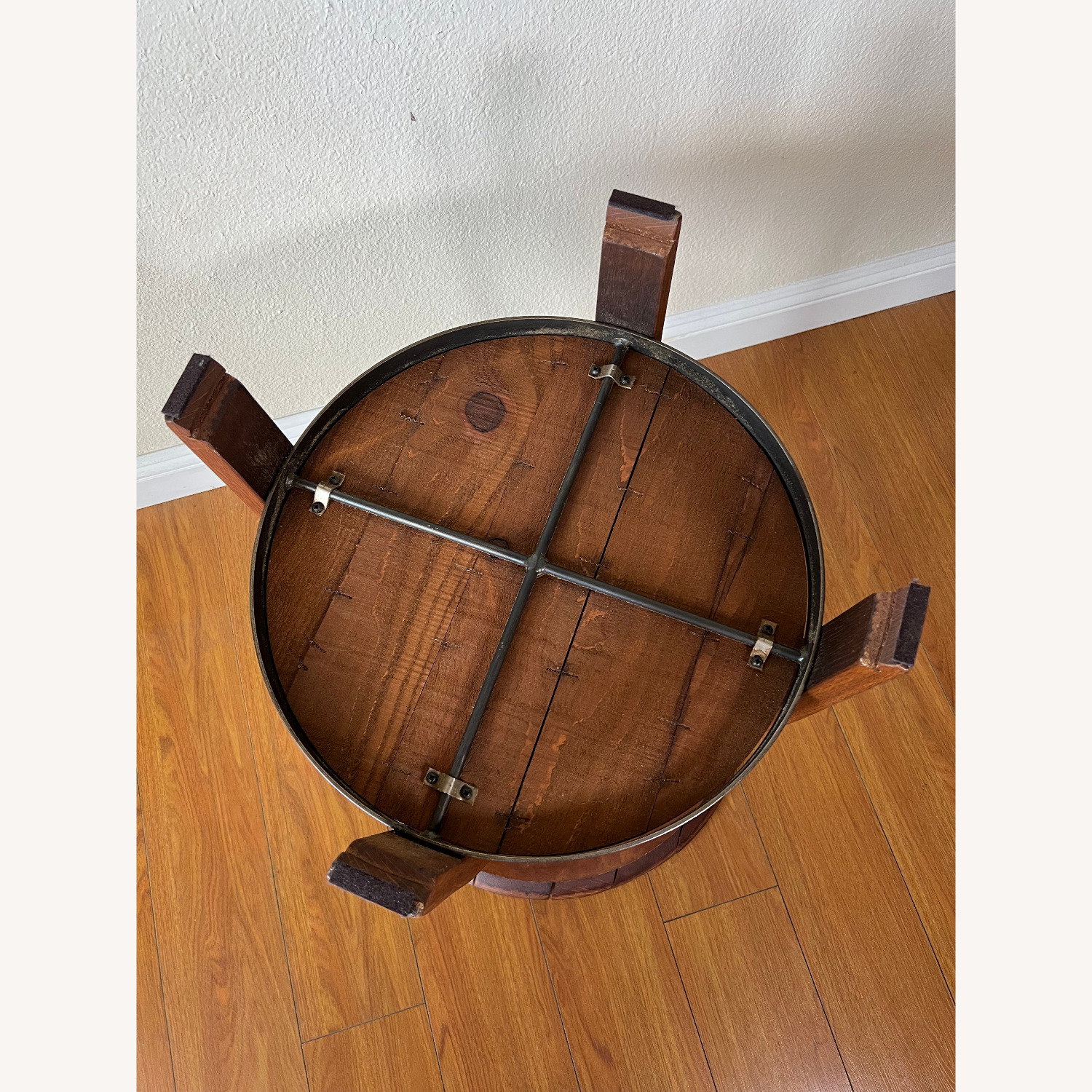 Dark Brown Wood Side Wine Barrel Table - image-7