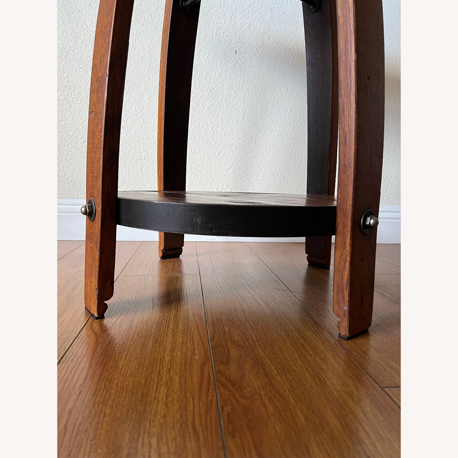 Dark Brown Wood Side Wine Barrel Table - image-4