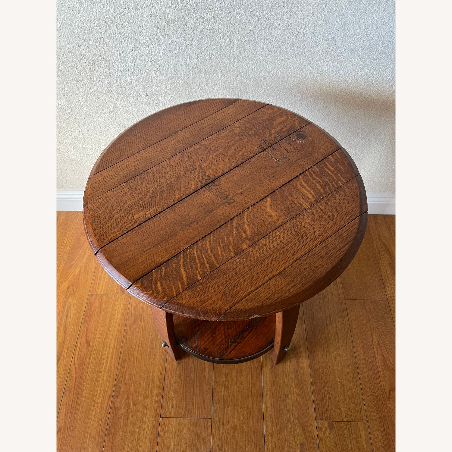 Dark Brown Wood Side Wine Barrel Table - image-5