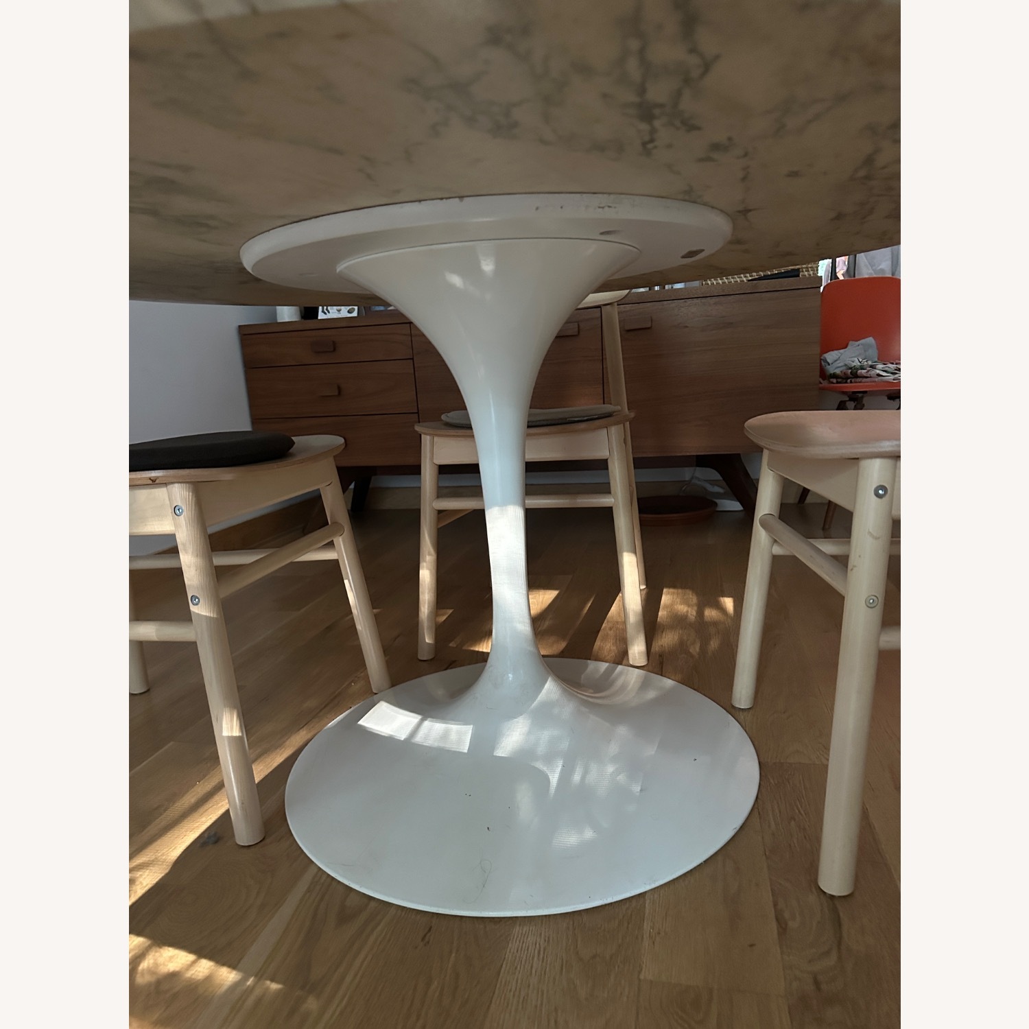 Eero Saarinen Light Gray Marble Dining Table - image-2