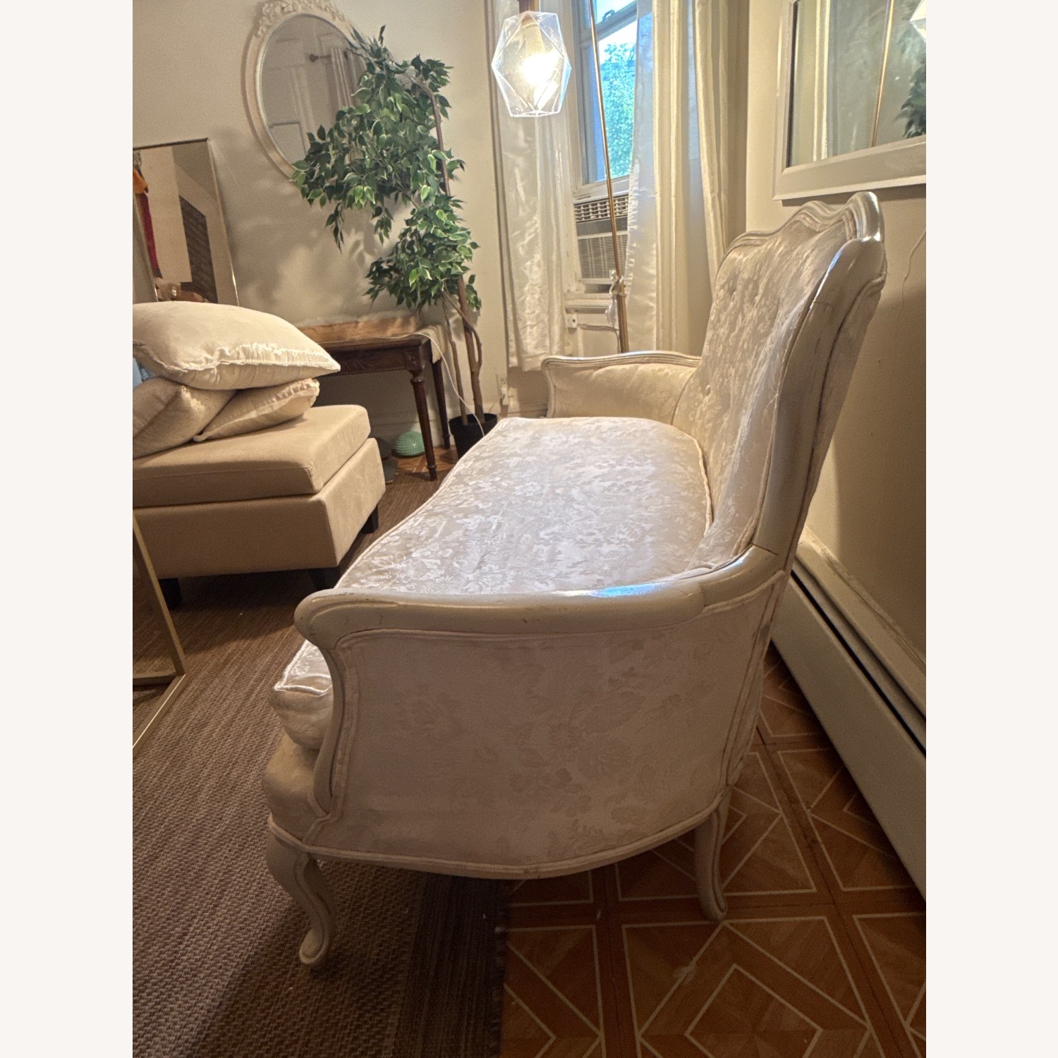 Vintage 2 Seater Sofa With Silk Fabric  - image-3