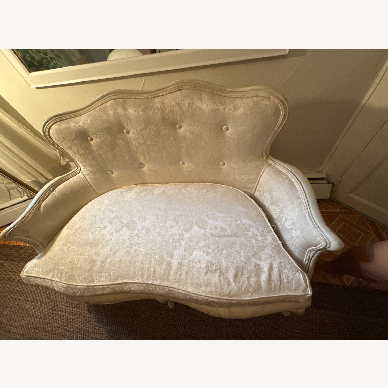 Vintage 2 Seater Sofa With Silk Fabric  - image-6