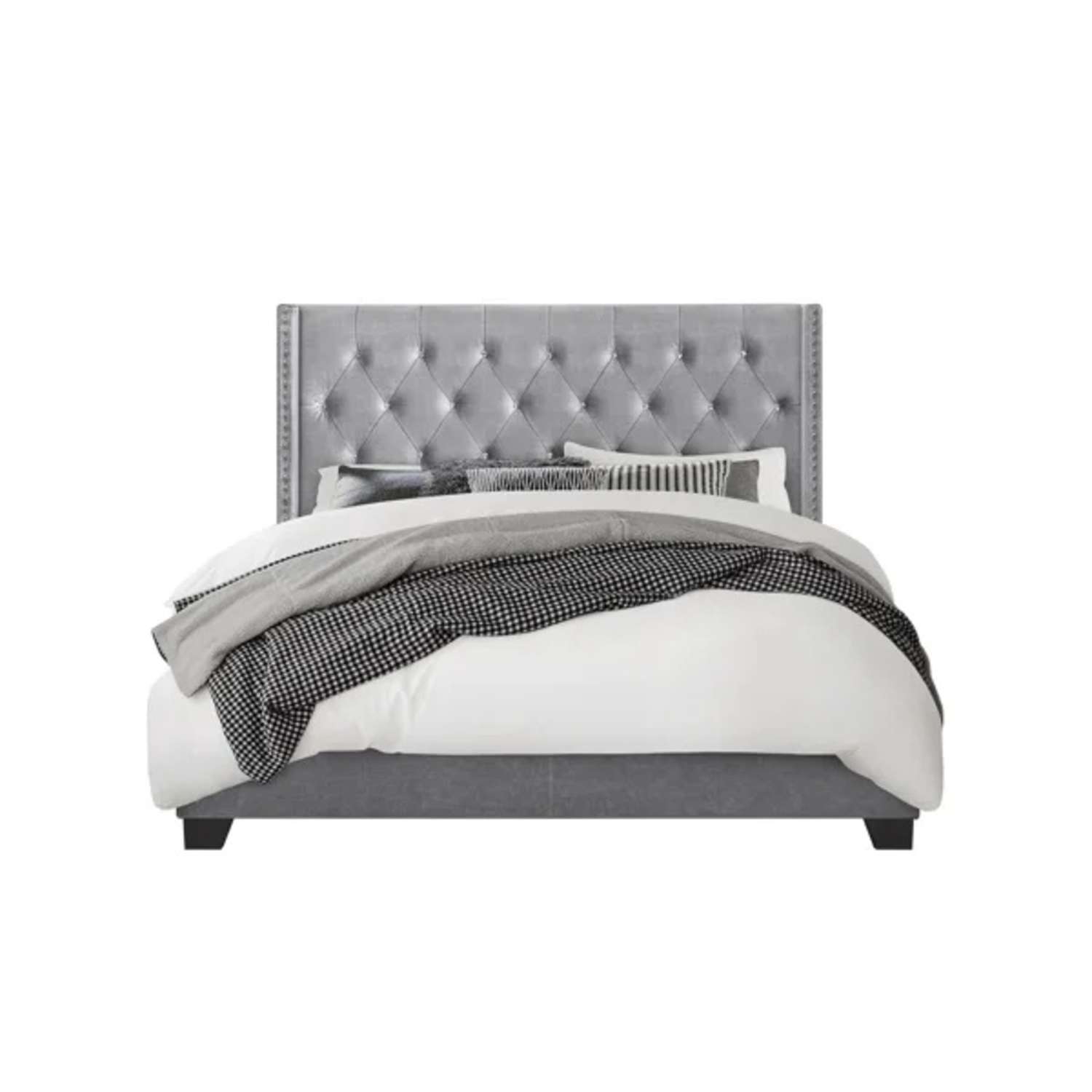Wayfair Light Gray Wood Queen Beds - image-4