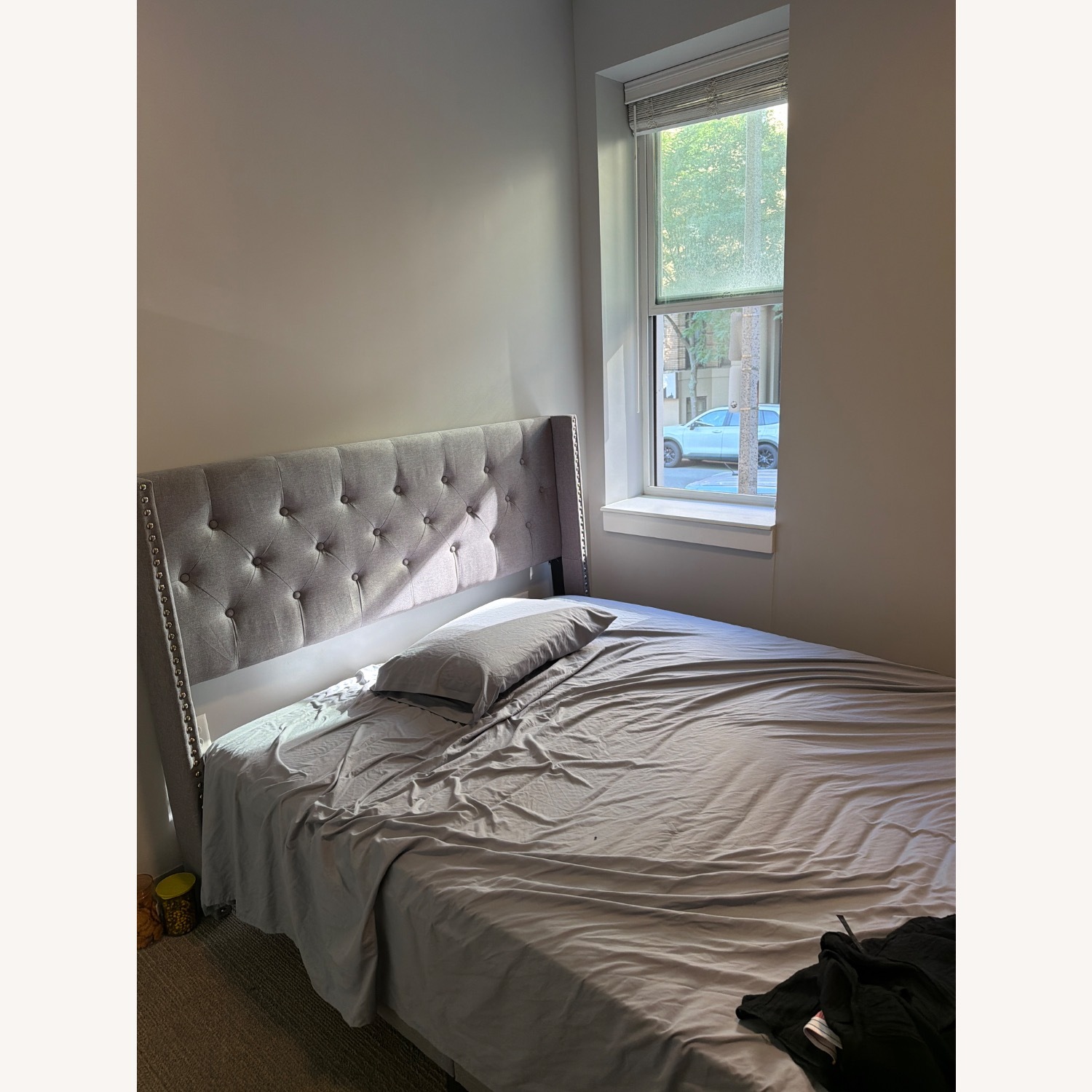 Wayfair Light Gray Wood Queen Beds - image-1