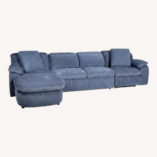 Used Bob's Playhouse Blue Power Reclining Sectional + Sleeper for sale on AptDeco