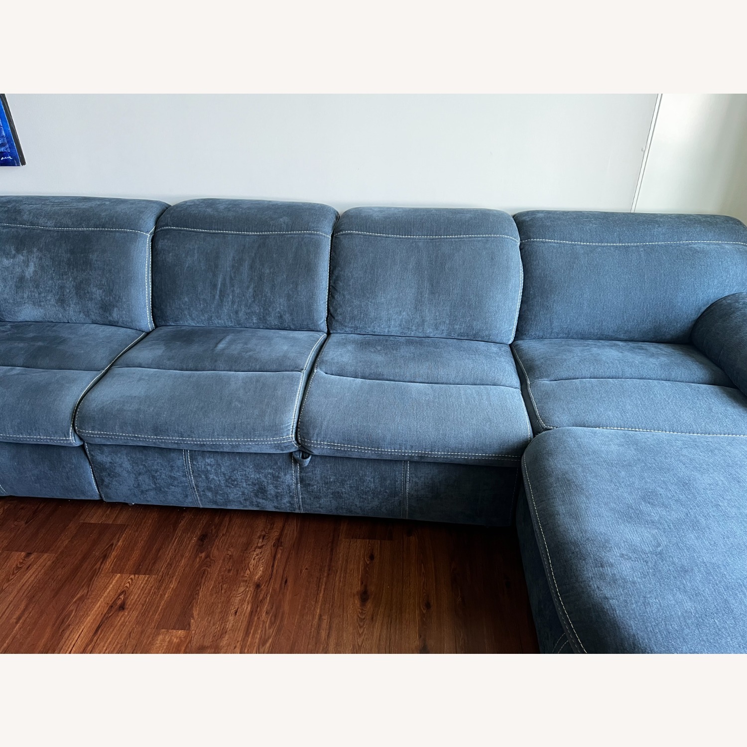 Bob's Playhouse Blue Power Reclining Sectional + Sleeper - image-9