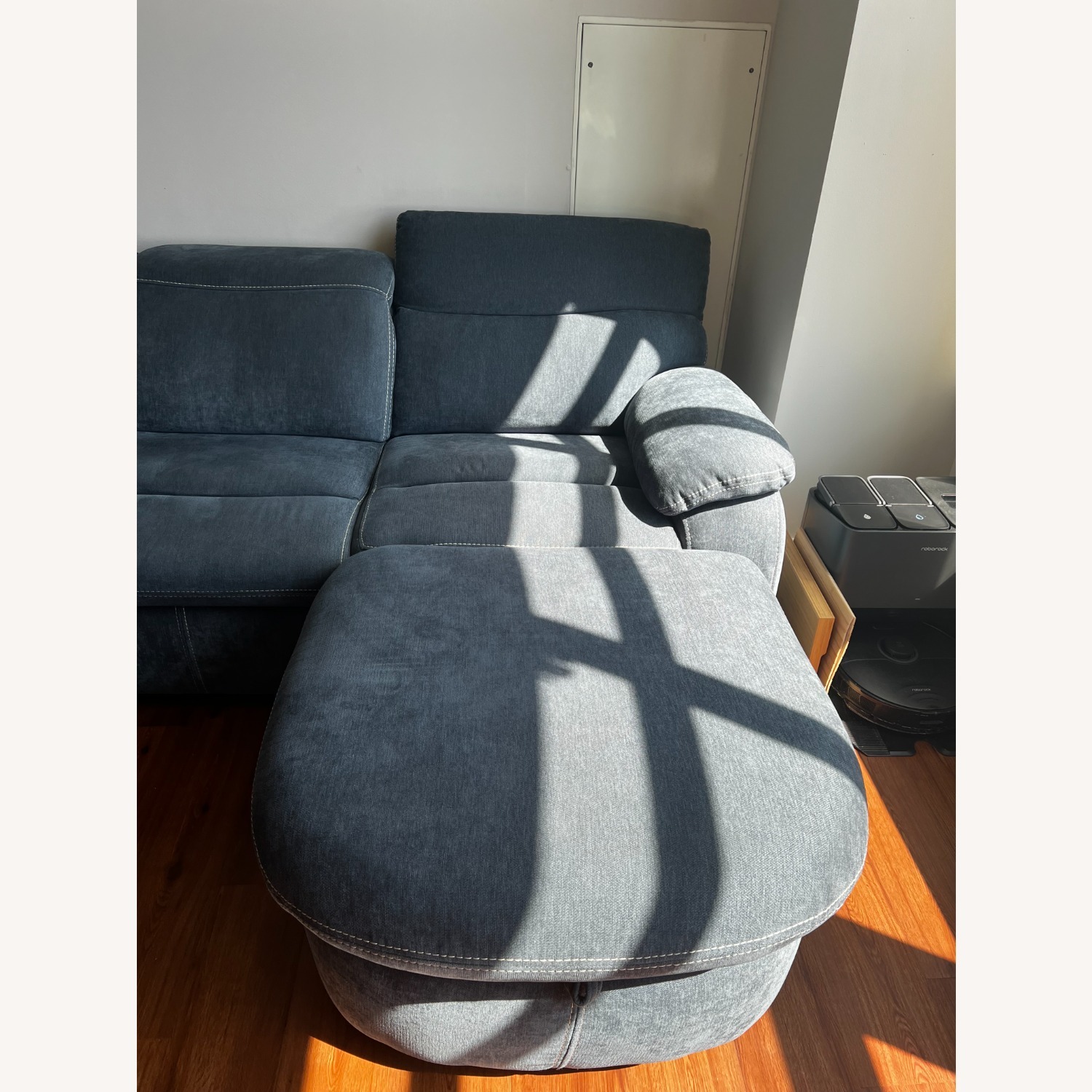 Bob's Playhouse Blue Power Reclining Sectional + Sleeper - image-7
