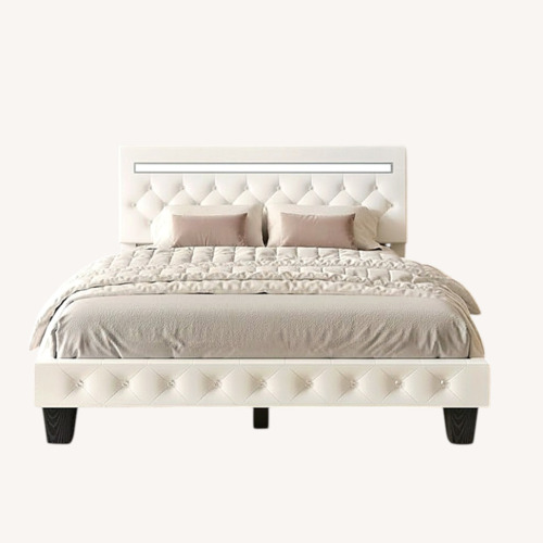 Used King Bed Frame with LED Lights, Charging Station for sale on AptDeco