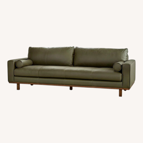 Used Loukos Mid-Century Modern Green Leather Sofa for sale on AptDeco