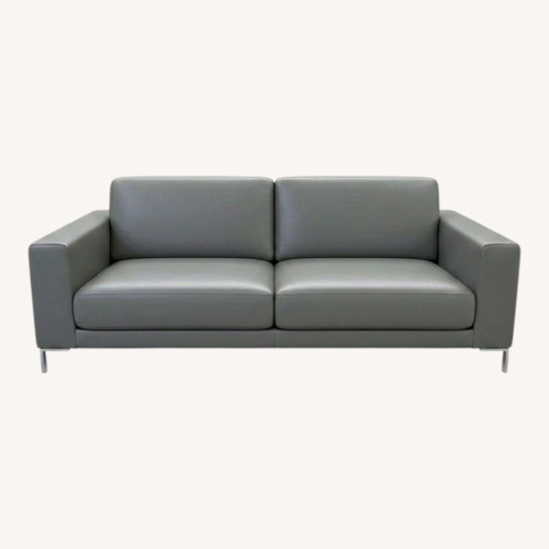 Used Dark Gray Leather 2 Seater Sofa Extendable for sale on AptDeco