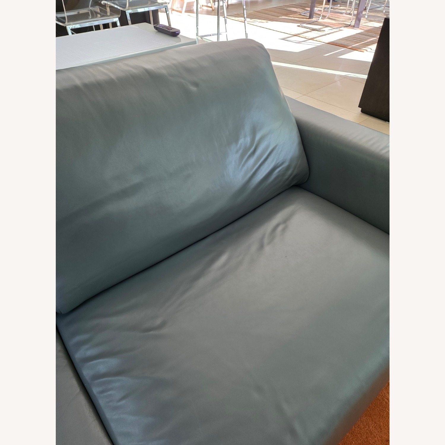 Dark Gray Leather 2 Seater Sofa Extendable - image-3