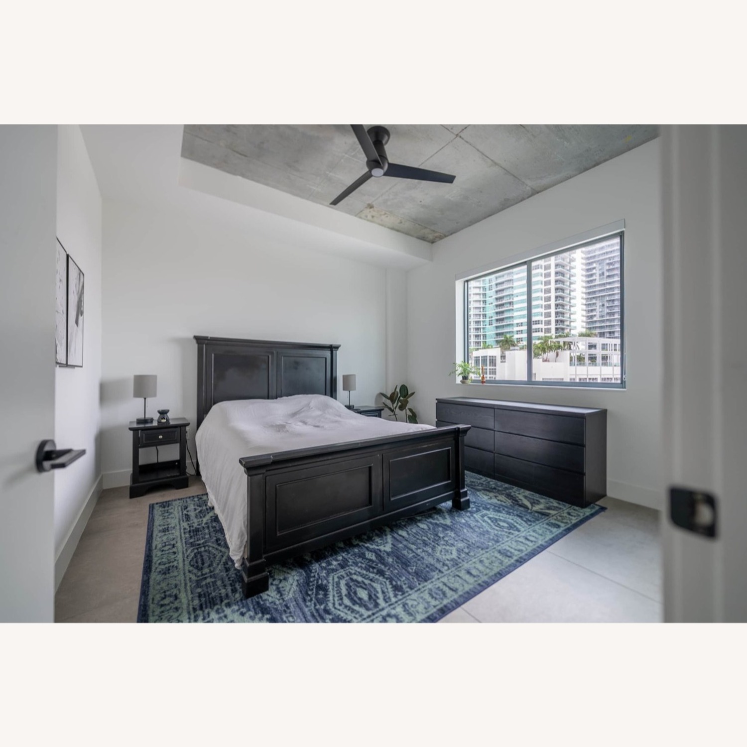 Black Wood Queen Panel Bed - image-1
