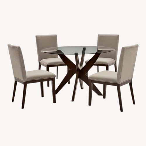 Used Macy's Amy Light Brown 5 Pc Glass Dining Set for sale on AptDeco