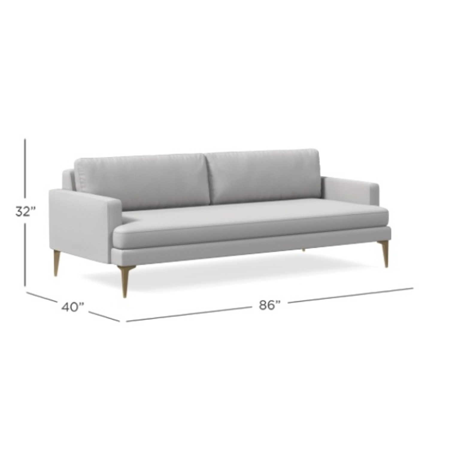 West Elm Andes Light Gray Fabric 2 Seater Sofa - image-8