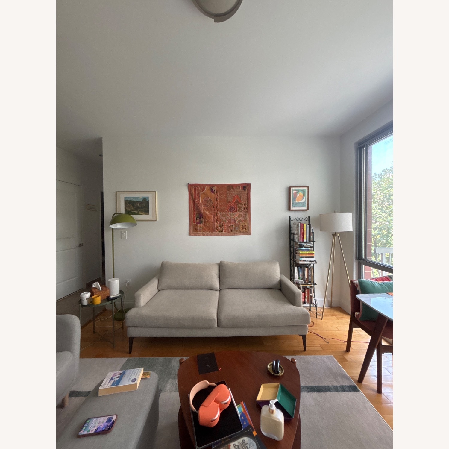 West Elm Andes Light Gray Fabric 2 Seater Sofa - image-2