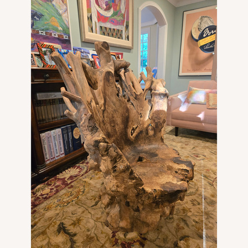 Used Light Brown Wood Armchair for sale on AptDeco