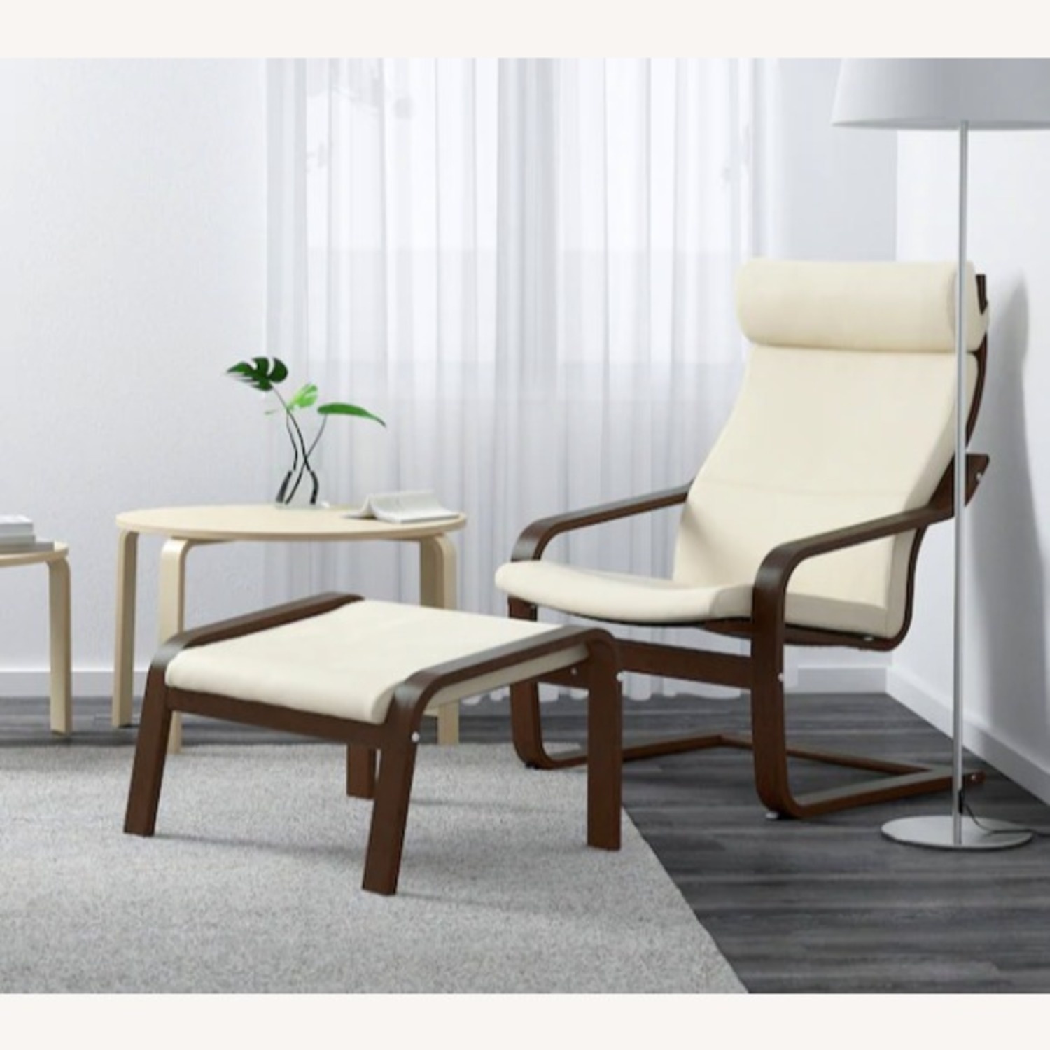 IKEA Poang White Leather Armchair - image-4