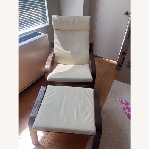 Used IKEA Poang White Leather Armchair for sale on AptDeco