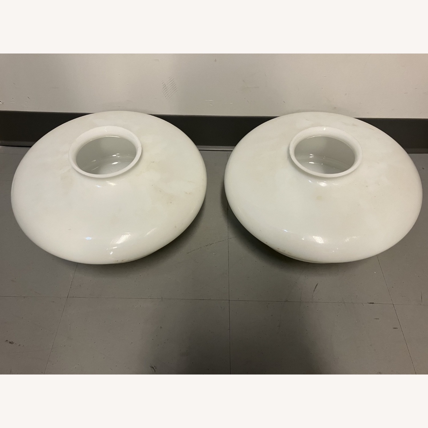 Mid-Century Modern White Opal Glass Flying Saucers - image-2